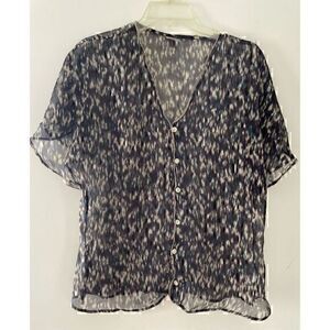 Converse One Star Spotted Blue, Purple & White  Button Down Sheer Blouse size XS
